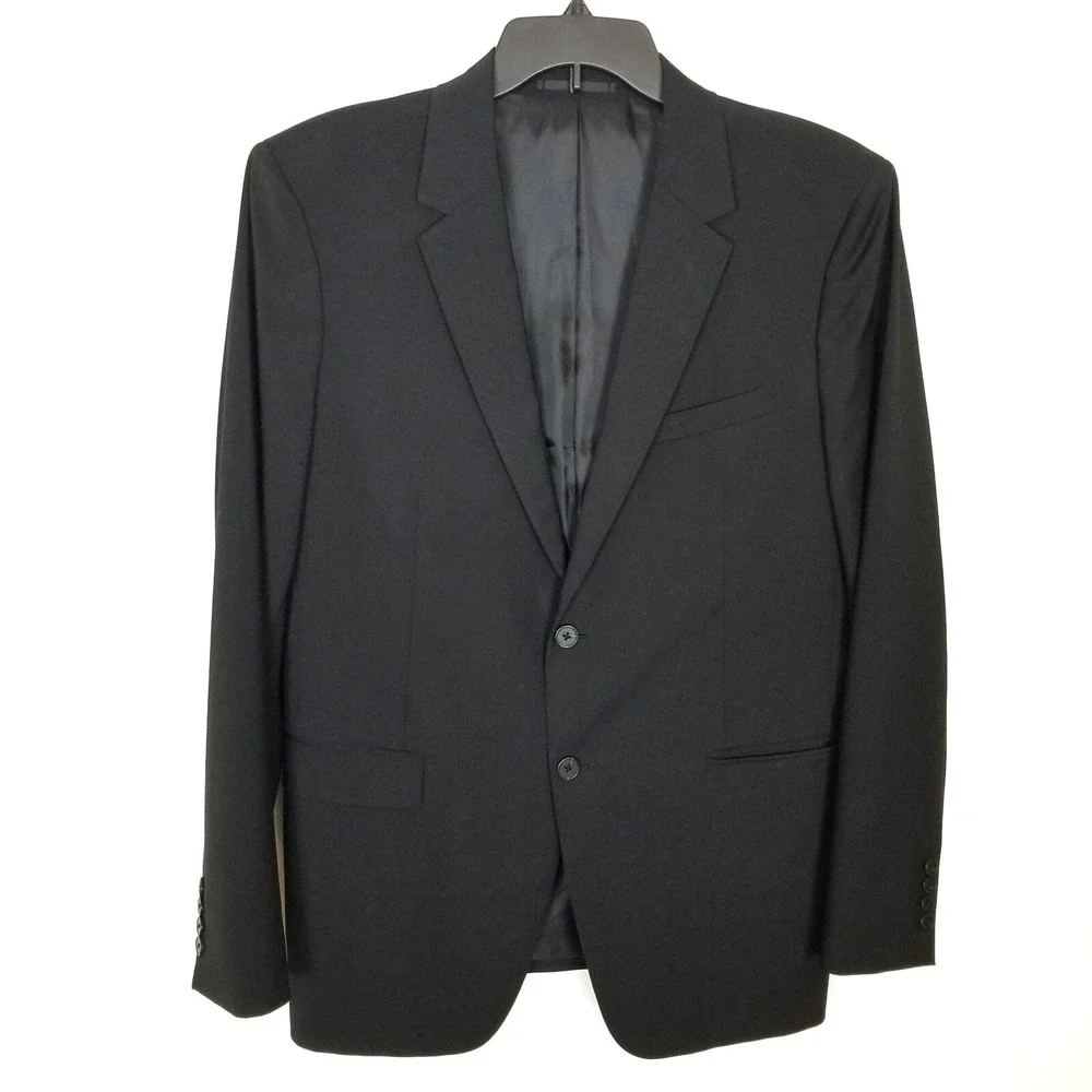 Theory Men Wool Blend Blazer Jacket Sz 42‎ R Black Button Up Preppy Office